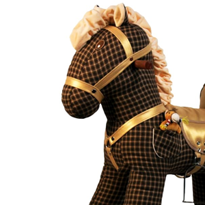 راکر اسب کودک چوبی طرح دار طلایی - مشکی -اسباب بازی